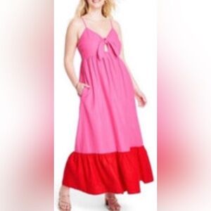 Tabitha Brown for Target Sleeveless Tie-front Colourblock Dress, sz XS